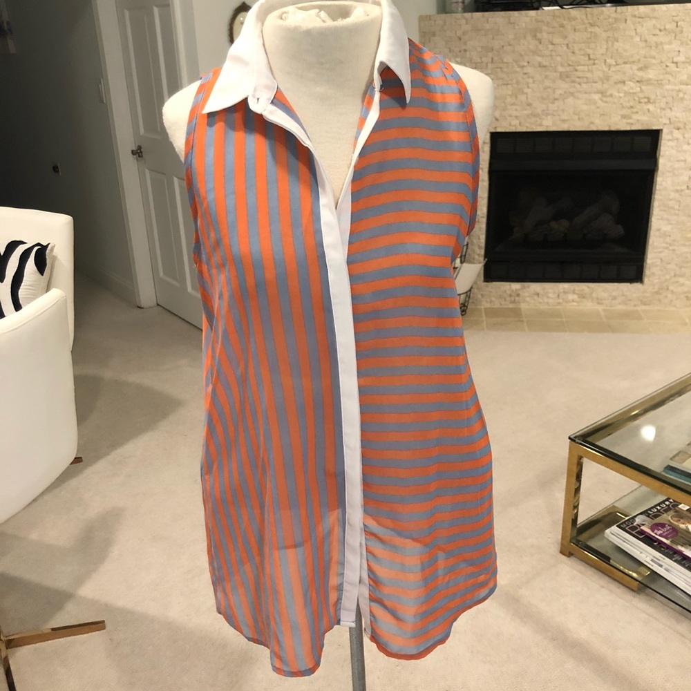 Charming Charlie Asymmetrical Stripe Collar Top